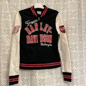 Black/White Harley Davidson Varsity zip up Jacket